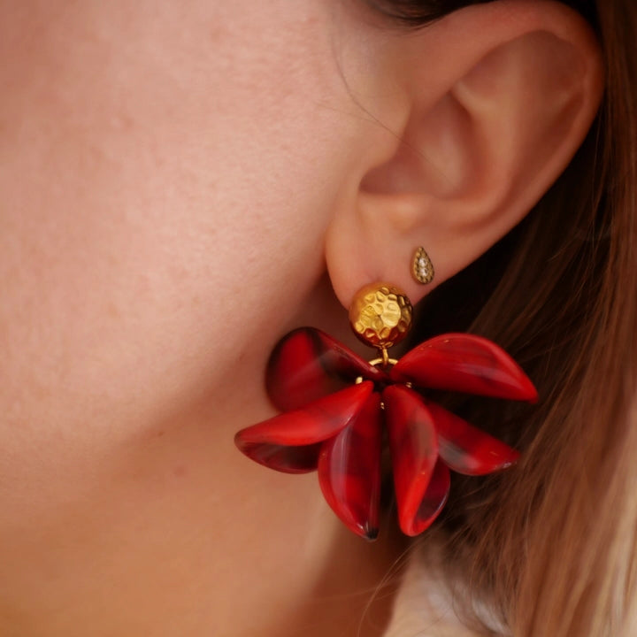 COPPIA DI ORECCHINI FIORE ROSSO