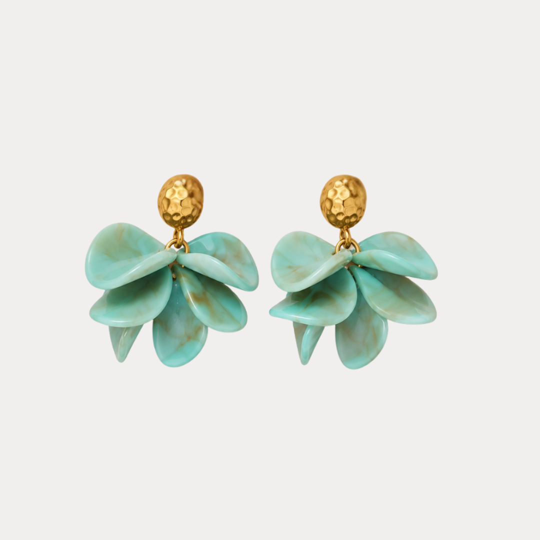 COPPIA DI ORECCHINI FIORE TURCHESE