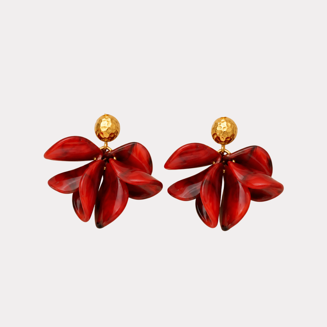 COPPIA DI ORECCHINI FIORE ROSSO