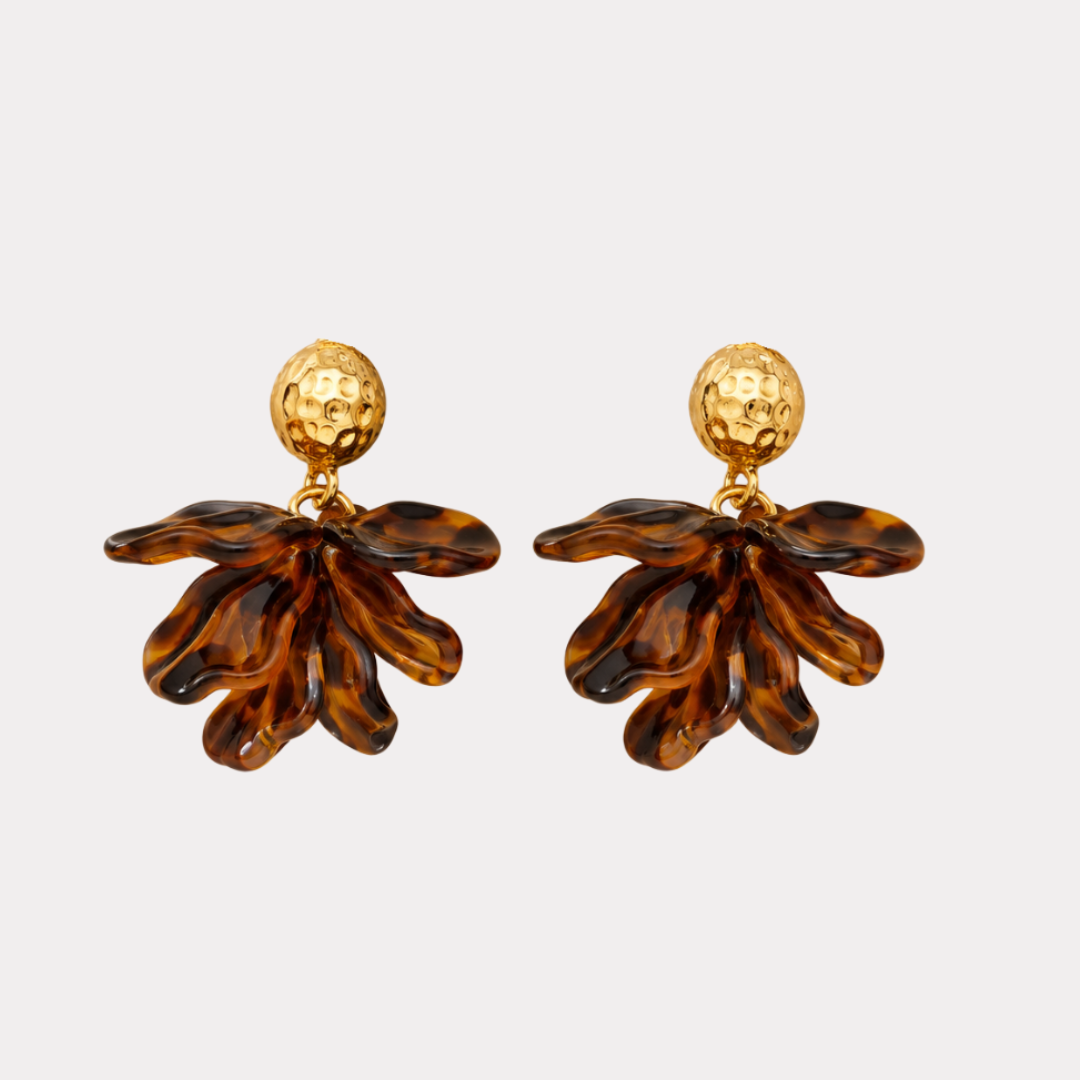 COPPIA DI ORECCHINI FIORE MARRONE