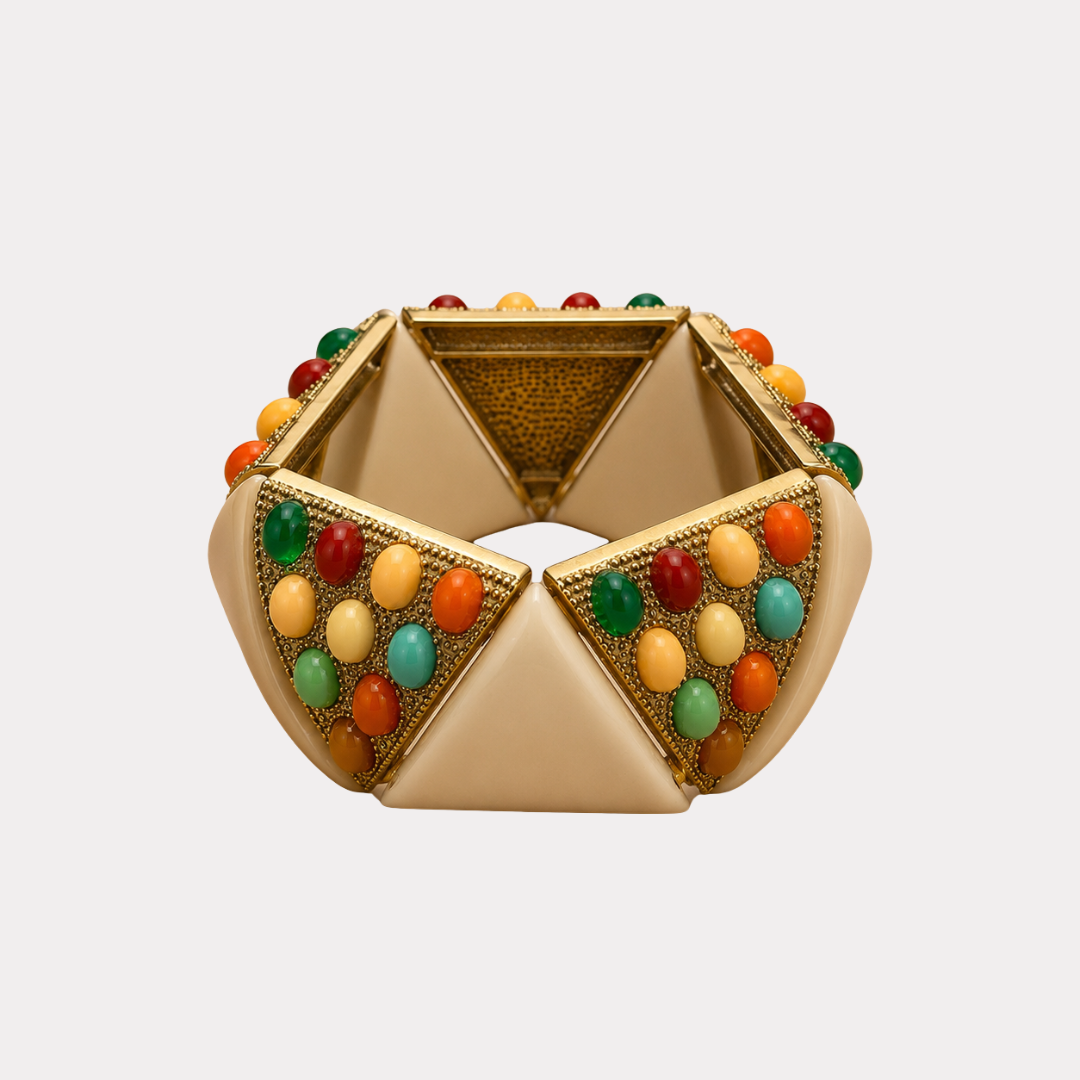 Bracciale boho in resina panna